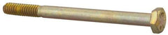 Made in USA - 1/4-20 UNC, 3-1/4" Length Under Head Hex Head Cap Screw - Partially Threaded, Grade 8 Alloy Steel, Zinc Yellow Dichromate Finish, 7/16" Hex - USA Tool & Supply