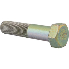 Made in North America - 1-1/2 - 6 UNC, 7" Length Under Head Hex Head Cap Screw - Partially Threaded, Grade 8 Alloy Steel, Zinc Yellow Dichromate Finish, 2-1/4" Hex - USA Tool & Supply