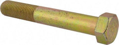 Made in North America - 1-1/2 - 6 UNC, 10" Length Under Head Hex Head Cap Screw - Partially Threaded, Grade 8 Alloy Steel, Zinc Yellow Dichromate Finish, 2-1/4" Hex - USA Tool & Supply