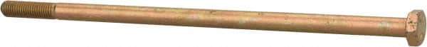 Made in USA - 1/4-28 UNF, 6" Length Under Head Hex Head Cap Screw - Partially Threaded, Grade 8 Alloy Steel, Zinc Yellow Dichromate Finish, 7/16" Hex - USA Tool & Supply