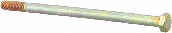 Made in USA - 5/16-18 UNC, 5-1/2" Length Under Head Hex Head Cap Screw - Partially Threaded, Grade 8 Alloy Steel, Zinc Yellow Dichromate Finish, 1/2" Hex - USA Tool & Supply