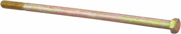 Made in North America - 3/8-16 UNC, 8-1/2" Length Under Head Hex Head Cap Screw - Partially Threaded, Grade 8 Alloy Steel, Zinc Yellow Dichromate Finish, 9/16" Hex - USA Tool & Supply