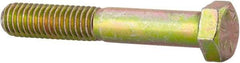 Made in North America - 3/8-16 UNC, 2-3/8" Length Under Head Hex Head Cap Screw - Partially Threaded, Grade 8 Alloy Steel, Zinc Yellow Dichromate Finish, 9/16" Hex - USA Tool & Supply