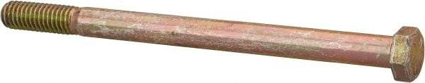 Value Collection - 3/8-16 UNC, 5-1/4" Length Under Head Hex Head Cap Screw - Partially Threaded, Grade 8 Alloy Steel, Zinc Yellow Dichromate Finish, 9/16" Hex - USA Tool & Supply