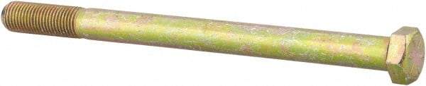 Made in USA - 3/8-24 UNF, 5" Length Under Head Hex Head Cap Screw - Partially Threaded, Grade 8 Alloy Steel, Zinc Yellow Dichromate Finish, 9/16" Hex - USA Tool & Supply