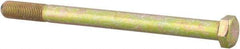 Made in USA - 3/8-24 UNF, 5" Length Under Head Hex Head Cap Screw - Partially Threaded, Grade 8 Alloy Steel, Zinc Yellow Dichromate Finish, 9/16" Hex - USA Tool & Supply