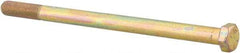 Made in USA - 3/8-24 UNF, 6" Length Under Head Hex Head Cap Screw - Partially Threaded, Grade 8 Alloy Steel, Zinc Yellow Dichromate Finish, 9/16" Hex - USA Tool & Supply