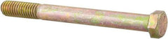 Made in USA - 7/16-14 UNC, 4-1/2" Length Under Head Hex Head Cap Screw - Partially Threaded, Grade 8 Alloy Steel, Zinc Yellow Dichromate Finish, 5/8" Hex - USA Tool & Supply