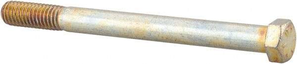 Made in USA - 7/16-14 UNC, 5" Length Under Head Hex Head Cap Screw - Partially Threaded, Grade 8 Alloy Steel, Zinc Yellow Dichromate Finish, 5/8" Hex - USA Tool & Supply