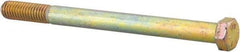 Made in USA - 7/16-14 UNC, 5-1/2" Length Under Head Hex Head Cap Screw - Partially Threaded, Grade 8 Alloy Steel, Zinc Yellow Dichromate Finish, 5/8" Hex - USA Tool & Supply
