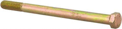 Made in USA - 7/16-14 UNC, 6" Length Under Head Hex Head Cap Screw - Partially Threaded, Grade 8 Alloy Steel, Zinc Yellow Dichromate Finish, 5/8" Hex - USA Tool & Supply