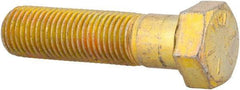 Made in USA - 7/16-20 UNF, 1-3/4" Length Under Head Hex Head Cap Screw - Partially Threaded, Grade 8 Alloy Steel, Zinc Yellow Dichromate Finish, 5/8" Hex - USA Tool & Supply