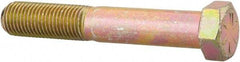 Made in USA - 7/16-20 UNF, 2-3/4" Length Under Head Hex Head Cap Screw - Partially Threaded, Grade 8 Alloy Steel, Zinc Yellow Dichromate Finish, 5/8" Hex - USA Tool & Supply