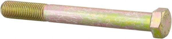Value Collection - 7/16-20 UNF, 4" Length Under Head Hex Head Cap Screw - Partially Threaded, Grade 8 Alloy Steel, Zinc Yellow Dichromate Finish, 5/8" Hex - USA Tool & Supply