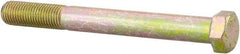 Value Collection - 7/16-20 UNF, 4" Length Under Head Hex Head Cap Screw - Partially Threaded, Grade 8 Alloy Steel, Zinc Yellow Dichromate Finish, 5/8" Hex - USA Tool & Supply