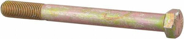 Made in USA - 7/16-20 UNF, 4-1/2" Length Under Head Hex Head Cap Screw - Partially Threaded, Grade 8 Alloy Steel, Zinc Yellow Dichromate Finish, 5/8" Hex - USA Tool & Supply