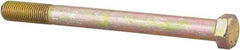 Made in North America - 7/16-20 UNF, 5" Length Under Head Hex Head Cap Screw - Partially Threaded, Grade 8 Alloy Steel, Zinc Yellow Dichromate Finish, 5/8" Hex - USA Tool & Supply
