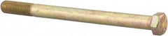 Made in USA - 7/16-20 UNF, 5-1/2" Length Under Head Hex Head Cap Screw - Partially Threaded, Grade 8 Alloy Steel, Zinc Yellow Dichromate Finish, 5/8" Hex - USA Tool & Supply