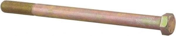 Made in North America - 7/16-20 UNF, 6" Length Under Head Hex Head Cap Screw - Partially Threaded, Grade 8 Alloy Steel, Zinc Yellow Dichromate Finish, 5/8" Hex - USA Tool & Supply