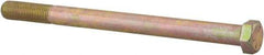 Made in North America - 7/16-20 UNF, 6" Length Under Head Hex Head Cap Screw - Partially Threaded, Grade 8 Alloy Steel, Zinc Yellow Dichromate Finish, 5/8" Hex - USA Tool & Supply