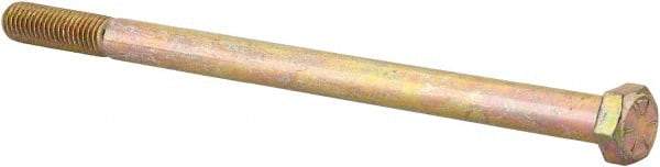 Made in North America - 1/2-13 UNC, 8-1/2" Length Under Head Hex Head Cap Screw - Partially Threaded, Grade 8 Alloy Steel, Zinc Yellow Dichromate Finish, 3/4" Hex - USA Tool & Supply