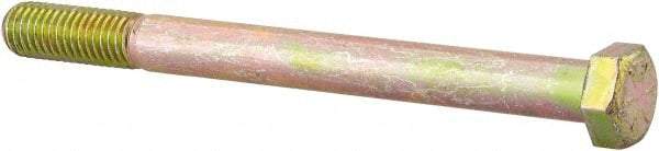 Made in North America - 1/2-13 UNC, 5-3/4" Length Under Head Hex Head Cap Screw - Partially Threaded, Grade 8 Alloy Steel, Zinc Yellow Dichromate Finish, 3/4" Hex - USA Tool & Supply