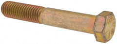 Made in USA - 9/16-12 UNC, 3-1/2" Length Under Head Hex Head Cap Screw - Partially Threaded, Grade 8 Alloy Steel, Zinc Yellow Dichromate Finish, 13/16" Hex - USA Tool & Supply