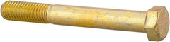 Made in USA - 9/16-12 UNC, 4-1/2" Length Under Head Hex Head Cap Screw - Partially Threaded, Grade 8 Alloy Steel, Zinc Yellow Dichromate Finish, 13/16" Hex - USA Tool & Supply