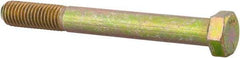 Made in USA - 9/16-12 UNC, 5" Length Under Head Hex Head Cap Screw - Partially Threaded, Grade 8 Alloy Steel, Zinc Yellow Dichromate Finish, 13/16" Hex - USA Tool & Supply