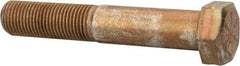 Made in USA - 9/16-18 UNF, 3-1/4" Length Under Head Hex Head Cap Screw - Partially Threaded, Grade 8 Alloy Steel, Zinc Yellow Dichromate Finish, 13/16" Hex - USA Tool & Supply