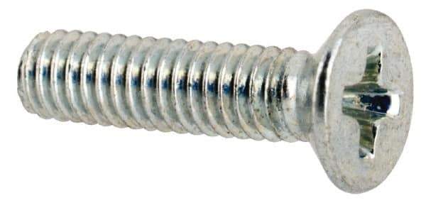 Value Collection - M2.5x0.45 Metric Coarse, 10mm OAL Phillips Drive Machine Screw - Flat Head, Grade 4.8 Steel, Zinc-Plated Finish, Without Washer - USA Tool & Supply