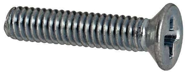 Value Collection - M2.5x0.45 Metric Coarse, 12mm OAL Phillips Drive Machine Screw - Flat Head, Grade 4.8 Steel, Zinc-Plated Finish, Without Washer - USA Tool & Supply
