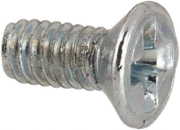 Value Collection - M2.5x0.45 Metric Coarse, 6mm OAL Phillips Drive Machine Screw - Flat Head, Grade 4.8 Steel, Zinc-Plated Finish, Without Washer - USA Tool & Supply