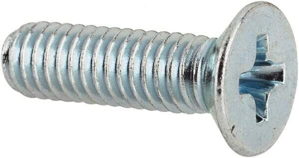 Value Collection - M4x0.70 Metric Coarse, 14mm OAL Phillips Drive Machine Screw - Flat Head, Grade 4.8 Steel, Zinc-Plated Finish, Without Washer - USA Tool & Supply