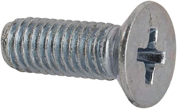 Value Collection - M5x0.80 Metric Coarse, 14mm OAL Phillips Drive Machine Screw - Flat Head, Grade 4.8 Steel, Zinc-Plated Finish, Without Washer - USA Tool & Supply