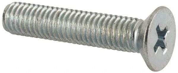 Value Collection - M5x0.80 Metric Coarse, 25mm OAL Phillips Drive Machine Screw - Flat Head, Grade 4.8 Steel, Zinc-Plated Finish, Without Washer - USA Tool & Supply