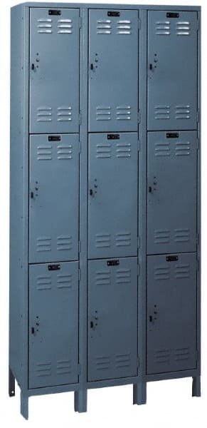 Hallowell - 9 Door, 3 Tier, ValueMax Wardrobe Lockers - USA Tool & Supply