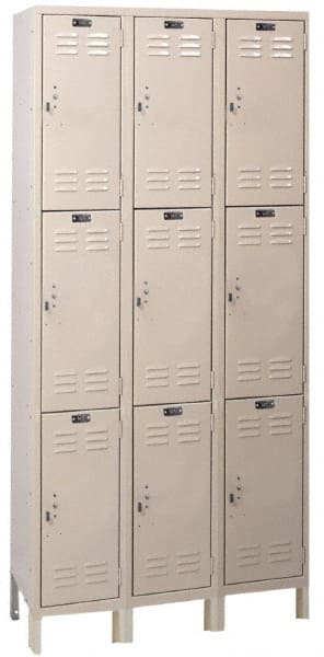 Hallowell - 9 Door, 3 Tier, ValueMax Wardrobe Lockers - USA Tool & Supply