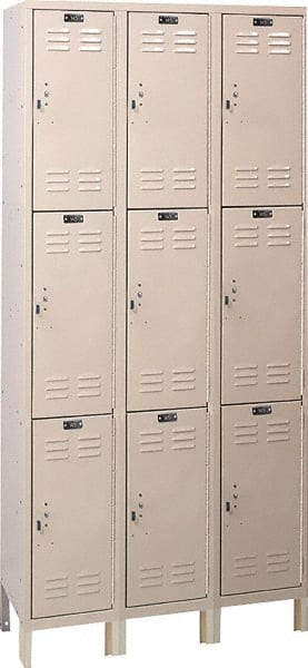 Hallowell - 9 Door, 3 Tier, ValueMax Wardrobe Lockers - USA Tool & Supply