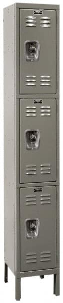 Hallowell - 3 Door, 3 Tier, Ready-Built Wardrobe & Box Lockers - USA Tool & Supply
