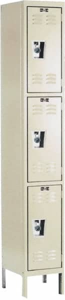 Hallowell - 3 Door, 3 Tier, Ready-Built Wardrobe & Box Lockers - USA Tool & Supply