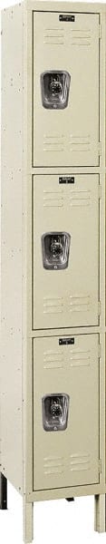 Hallowell - 3 Door, 3 Tier, Ready-Built Wardrobe & Box Lockers - USA Tool & Supply