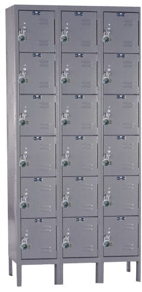 Hallowell - 18 Door, 6 Tier, Ready-Built Wardrobe & Box Lockers - USA Tool & Supply