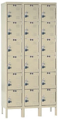 Hallowell - 18 Door, 6 Tier, Ready-Built Wardrobe & Box Lockers - USA Tool & Supply