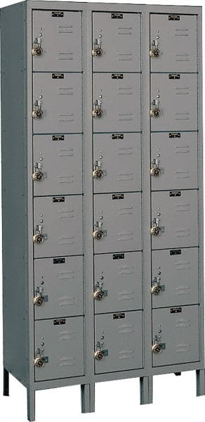 Hallowell - 18 Door, 6 Tier, Ready-Built Wardrobe & Box Lockers - USA Tool & Supply