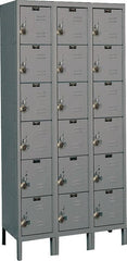 Hallowell - 18 Door, 6 Tier, Ready-Built Wardrobe & Box Lockers - USA Tool & Supply