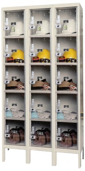 Hallowell - 15 Door, 5 Tier, Safety-View Plus Box Lockers - USA Tool & Supply