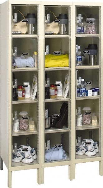 Hallowell - 15 Door, 5 Tier, Safety-View Plus Box Lockers - USA Tool & Supply