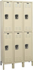 Hallowell - 6 Door, 2 Tier, Galvanite Corrosion Resistant Wardrobe & Box Lockers - USA Tool & Supply