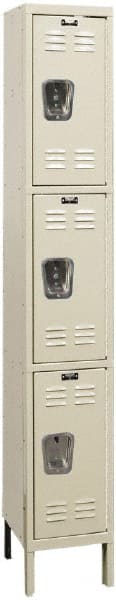 Hallowell - 3 Door, 3 Tier, Galvanite Corrosion Resistant Wardrobe & Box Lockers - USA Tool & Supply